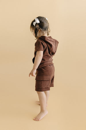 Terry Cargo Shorts Set | Chocolate