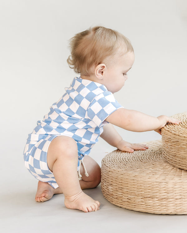 Checkered Shorts Set | Blue - MOOGCO Baby
