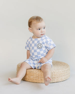 Checkered Shorts Set | Blue - MOOGCO Baby