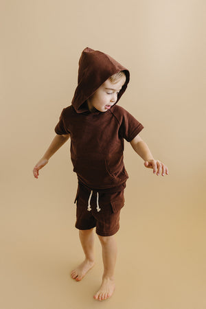 Terry Cargo Shorts Set | Chocolate