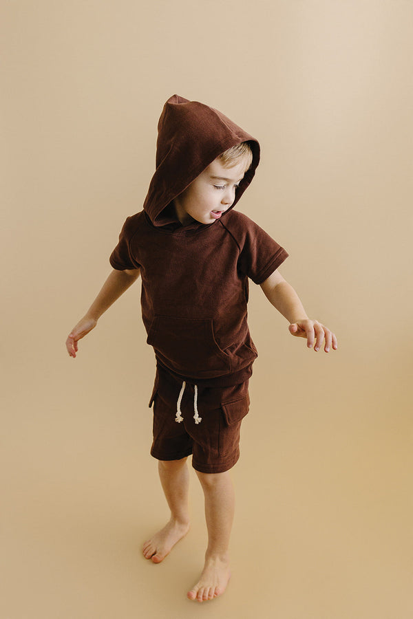 Terry Cargo Shorts Set | Chocolate