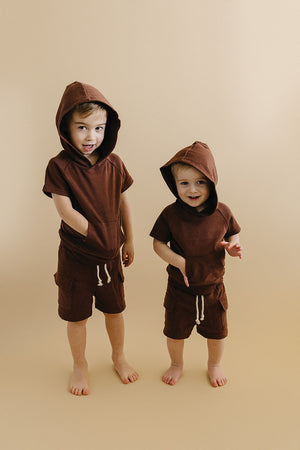 Terry Cargo Shorts Set | Chocolate