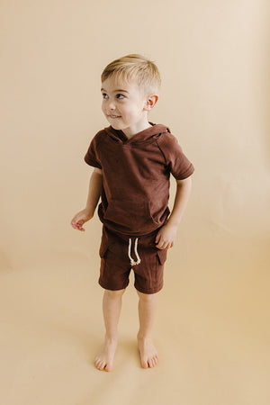 Terry Cargo Shorts Set | Chocolate