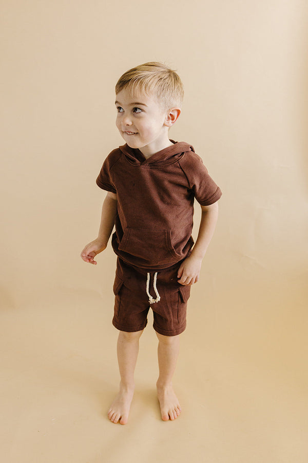 Terry Cargo Shorts Set | Chocolate