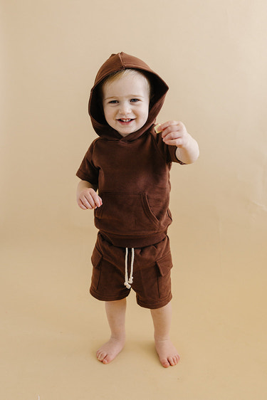 Terry Cargo Shorts Set | Chocolate