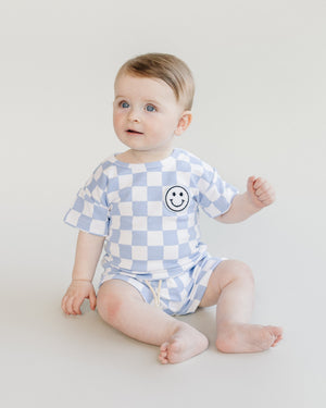 Checkered Shorts Set | Blue - MOOGCO Baby