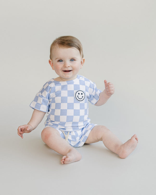 Checkered Shorts Set | Blue - MOOGCO Baby