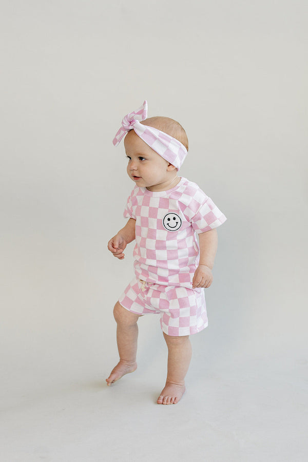 Checkered Shorts Set | Pink - MOOGCO Baby