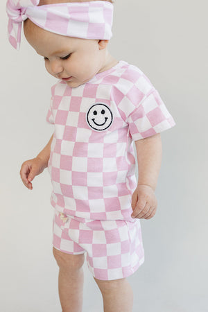 Checkered Shorts Set | Pink - MOOGCO Baby