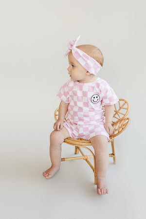 Checkered Shorts Set | Pink - MOOGCO Baby