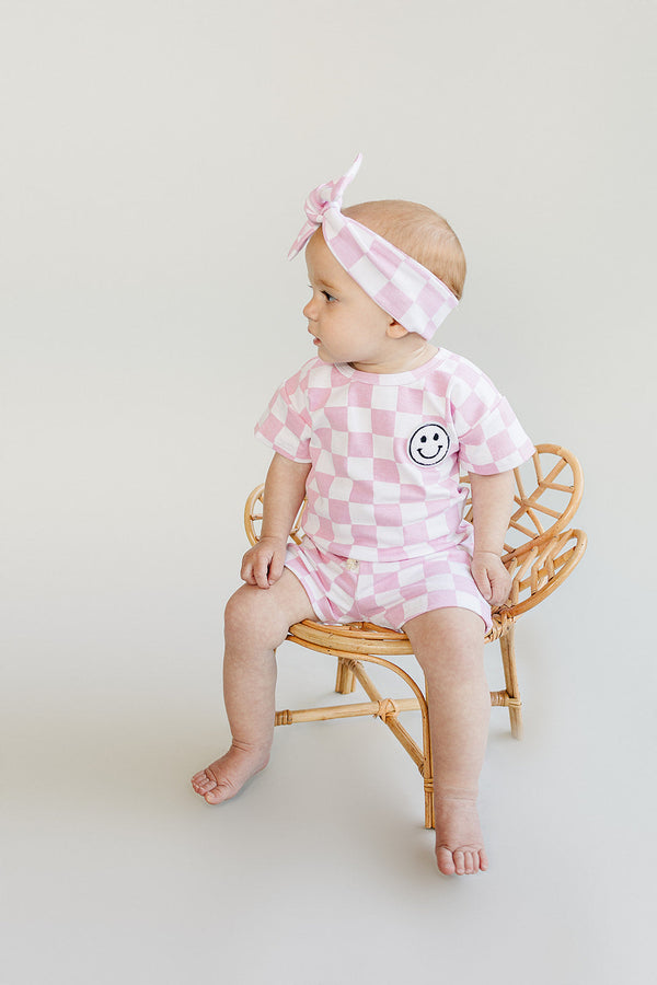 Checkered Shorts Set | Pink - MOOGCO Baby
