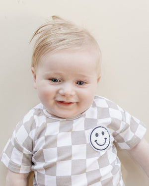 Checkered Shorts Set | Latte - MOOGCO Baby