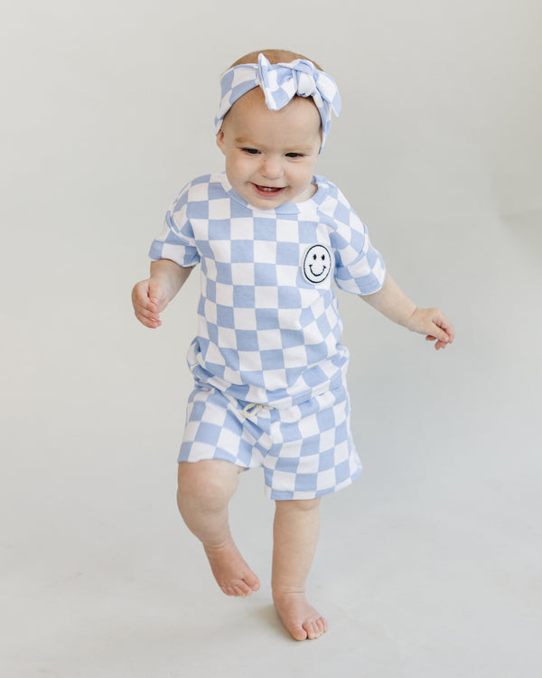 Checkered Shorts Set | Blue - MOOGCO Baby