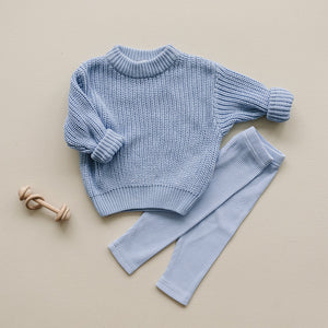 Chunky Knit Sweater | Blue - MOOGCO Baby