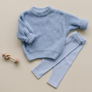 Chunky Knit Sweater | Blue - MOOGCO Baby