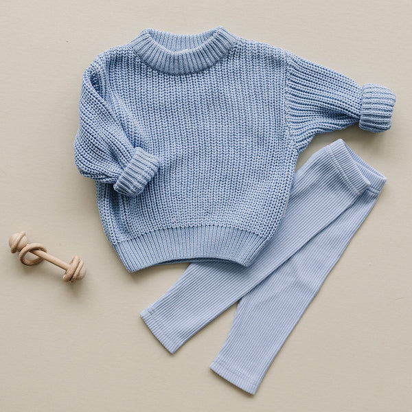 Chunky Knit Sweater | Blue - MOOGCO Baby