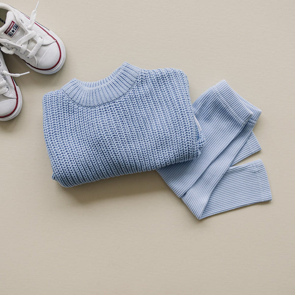 Chunky Knit Sweater | Blue - MOOGCO Baby