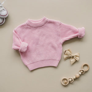 Chunky Knit Sweater | Pink - MOOGCO Baby