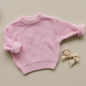 Chunky Knit Sweater | Pink - MOOGCO Baby