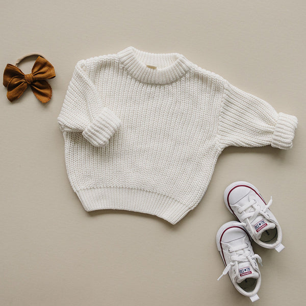 Chunky Knit Sweater | Milk - MOOGCO Baby