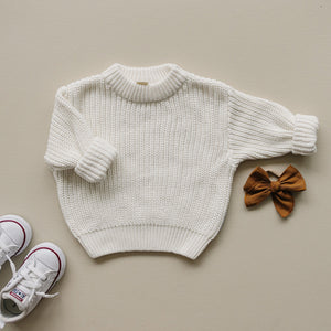Chunky Knit Sweater | Milk - MOOGCO Baby