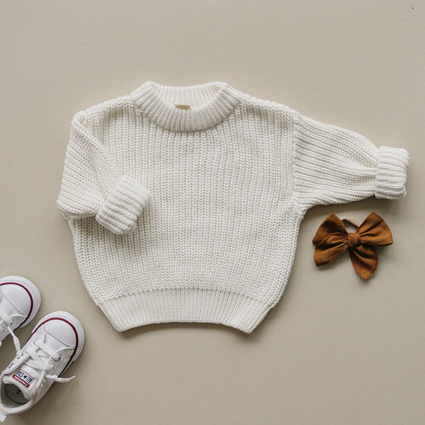 Chunky Knit Sweater | Milk - MOOGCO Baby