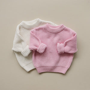 Chunky Knit Sweater | Milk - MOOGCO Baby