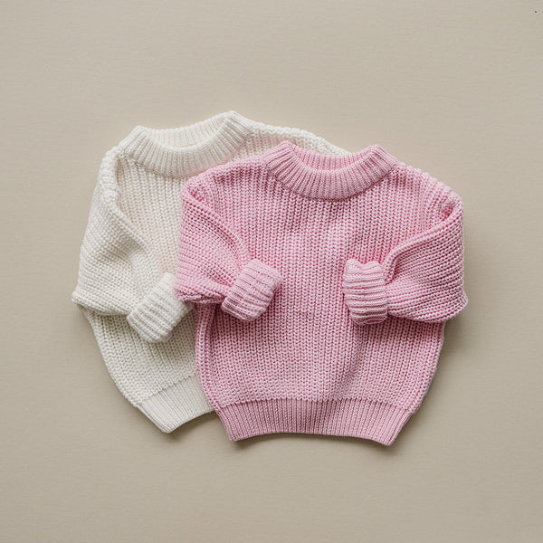 Chunky Knit Sweater | Milk - MOOGCO Baby