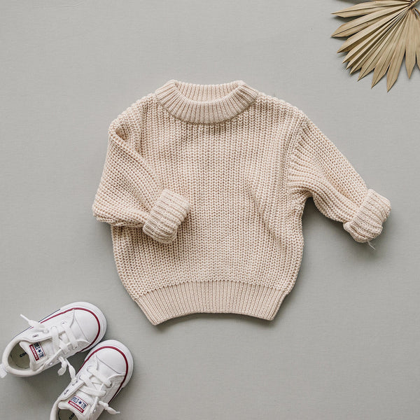 Chunky Knit Sweater | Vanilla - MOOGCO Baby