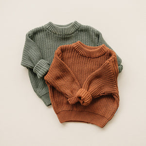 Chunky Knit Sweater | Rust - MOOGCO Baby