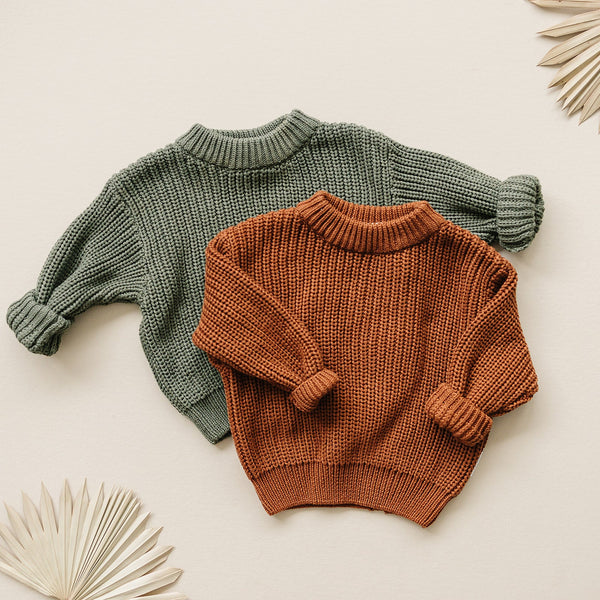 Chunky Knit Sweater | Rust - MOOGCO Baby