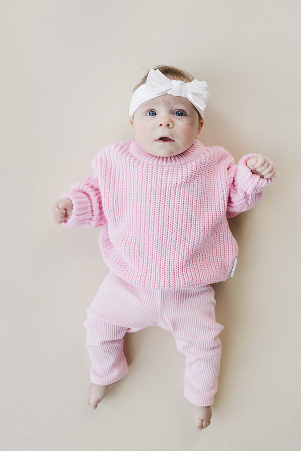 Chunky Knit Sweater | Pink - MOOGCO Baby