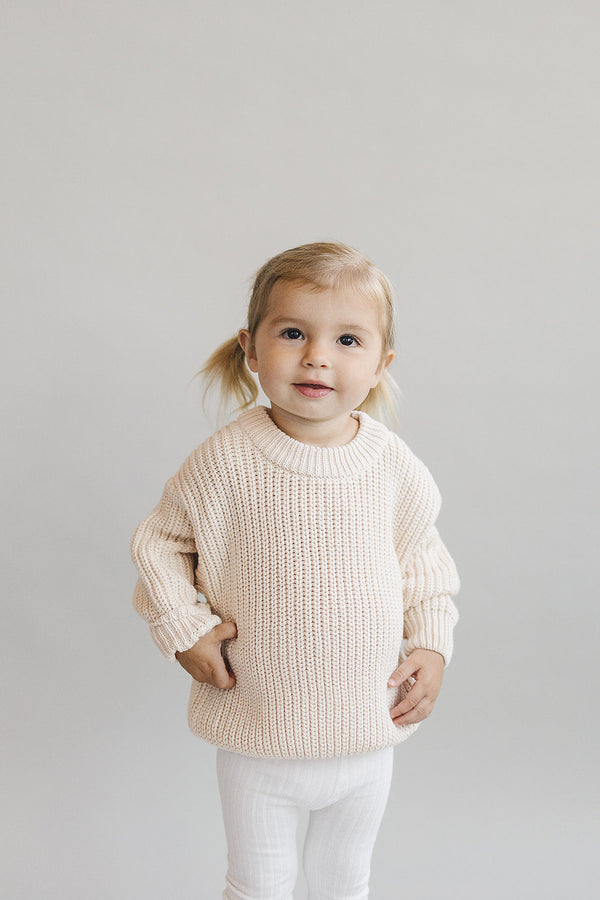 Chunky Knit Sweater | Vanilla - MOOGCO Baby