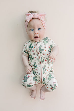 Bamboo Shorty Romper | Cactus Flowers