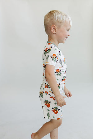 Bamboo Two Piece Shorts Set | Smiley Cowboy - MOOGCO Baby