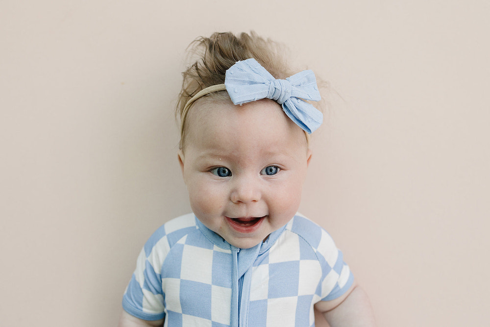 Bamboo Shorty Romper | Blue Checkered