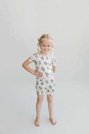 Bamboo Two Piece Shorts Set | Cactus Flowers - MOOGCO Baby