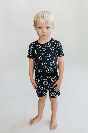 Bamboo Two Piece Shorts Set | Electric Smiley - MOOGCO Baby