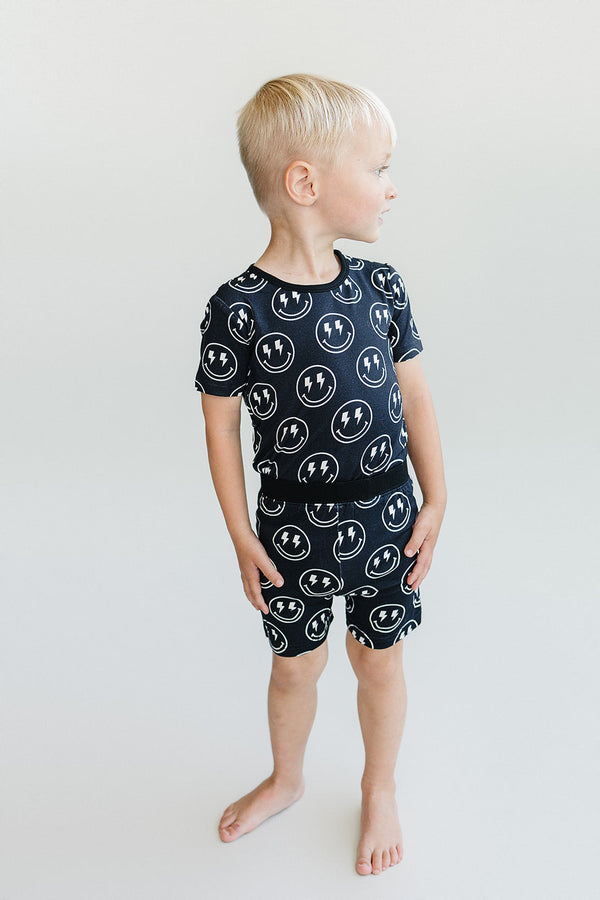 Bamboo Two Piece Shorts Set | Electric Smiley - MOOGCO Baby