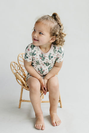 Bamboo Two Piece Shorts Set | Cactus Flowers - MOOGCO Baby