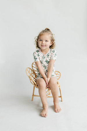 Bamboo Two Piece Shorts Set | Cactus Flowers - MOOGCO Baby