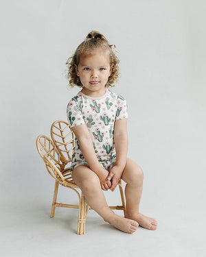 Bamboo Two Piece Shorts Set | Cactus Flowers - MOOGCO Baby