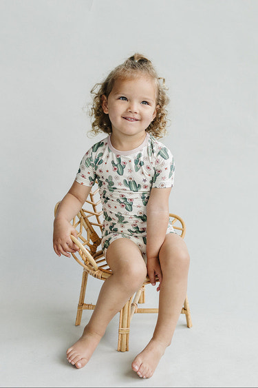 Bamboo Two Piece Shorts Set | Cactus Flowers - MOOGCO Baby