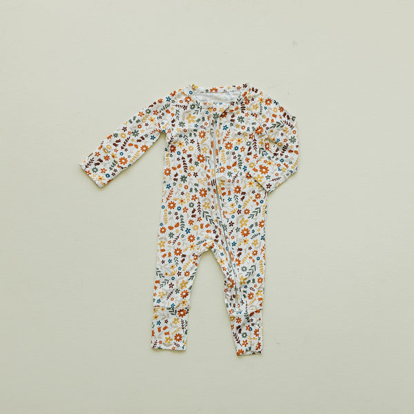 Bamboo Zip Romper | Fall Flowers - MOOGCO Baby