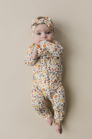 Bamboo Zip Romper | Fall Flowers - MOOGCO Baby