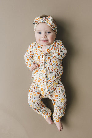 Bamboo Zip Romper | Fall Flowers - MOOGCO Baby