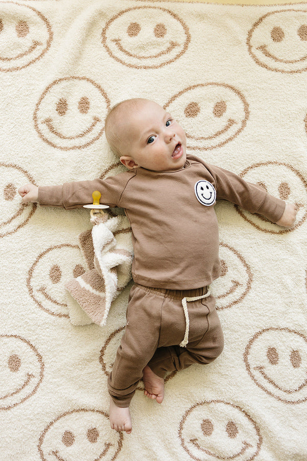 Smiley Plush Lovey | Latte - MOOGCO Baby