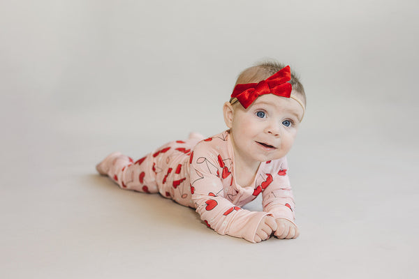 Bamboo Zip Romper | Cherry Heart - MOOGCO Baby