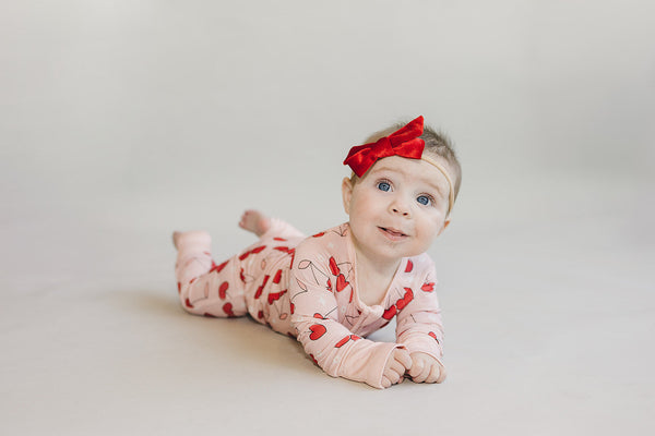 Bamboo Zip Romper | Cherry Heart - MOOGCO Baby