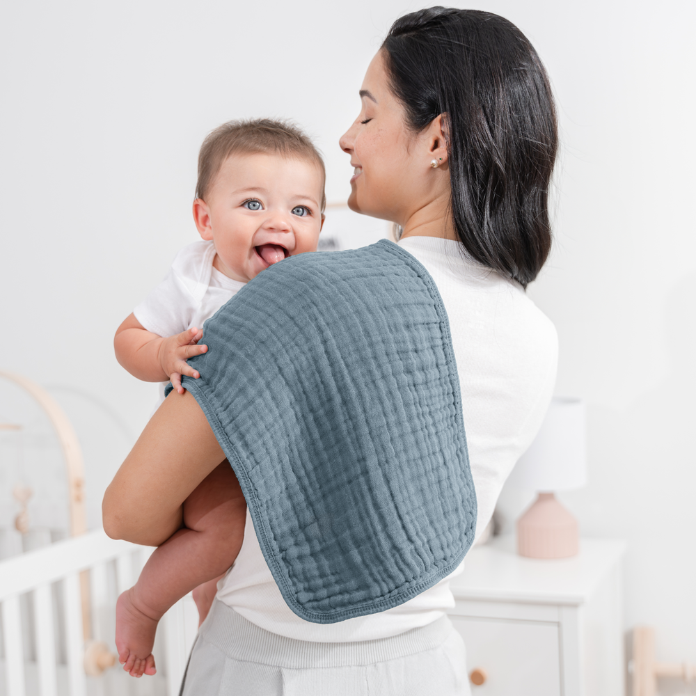 Muslin Burp Cloths in Pacific Blue